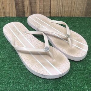 guess sandals t-strap pink with jewels leather womans size 9